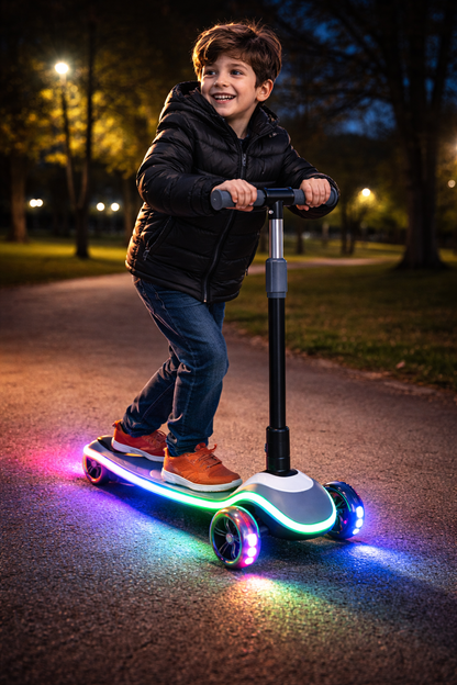 LED Işıklı Çocuk Scooter + Ücretsiz Koruyucu Set (Dengeli & Güvenli Sürüş)