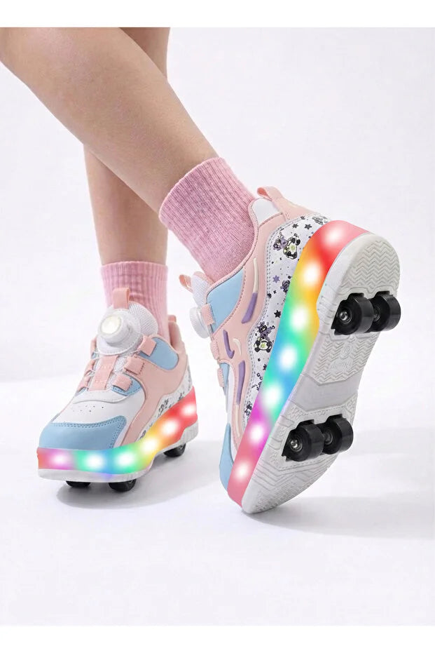 LED Işıklı Patenli Çocuk Ayakkabısı – Yürürken Paten'e Dönüşür