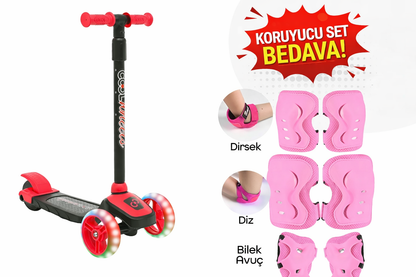 Led Işıklı 3 Tekerlekli Yükseklik Ayarlı Twist Scooter
