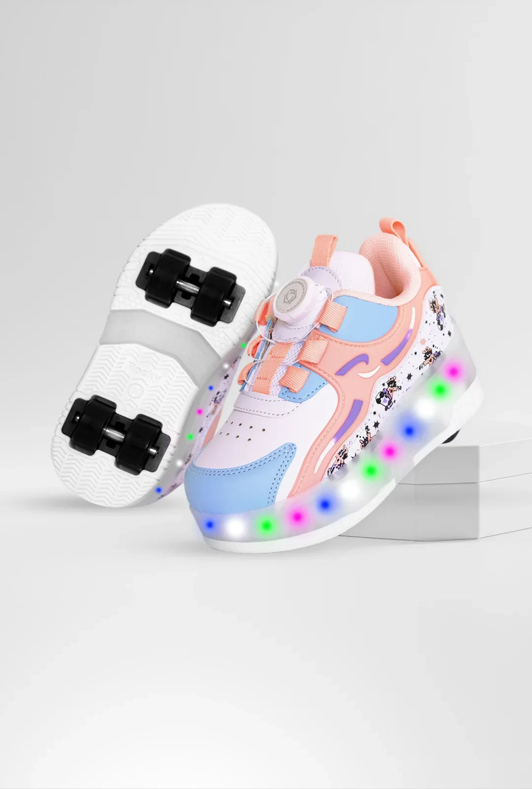 Kız Çocuk Patenli, Işıklı Rahat Mor Spor Ayakkabı&Sneaker | 4 Teker Kaykay Ayakkabı