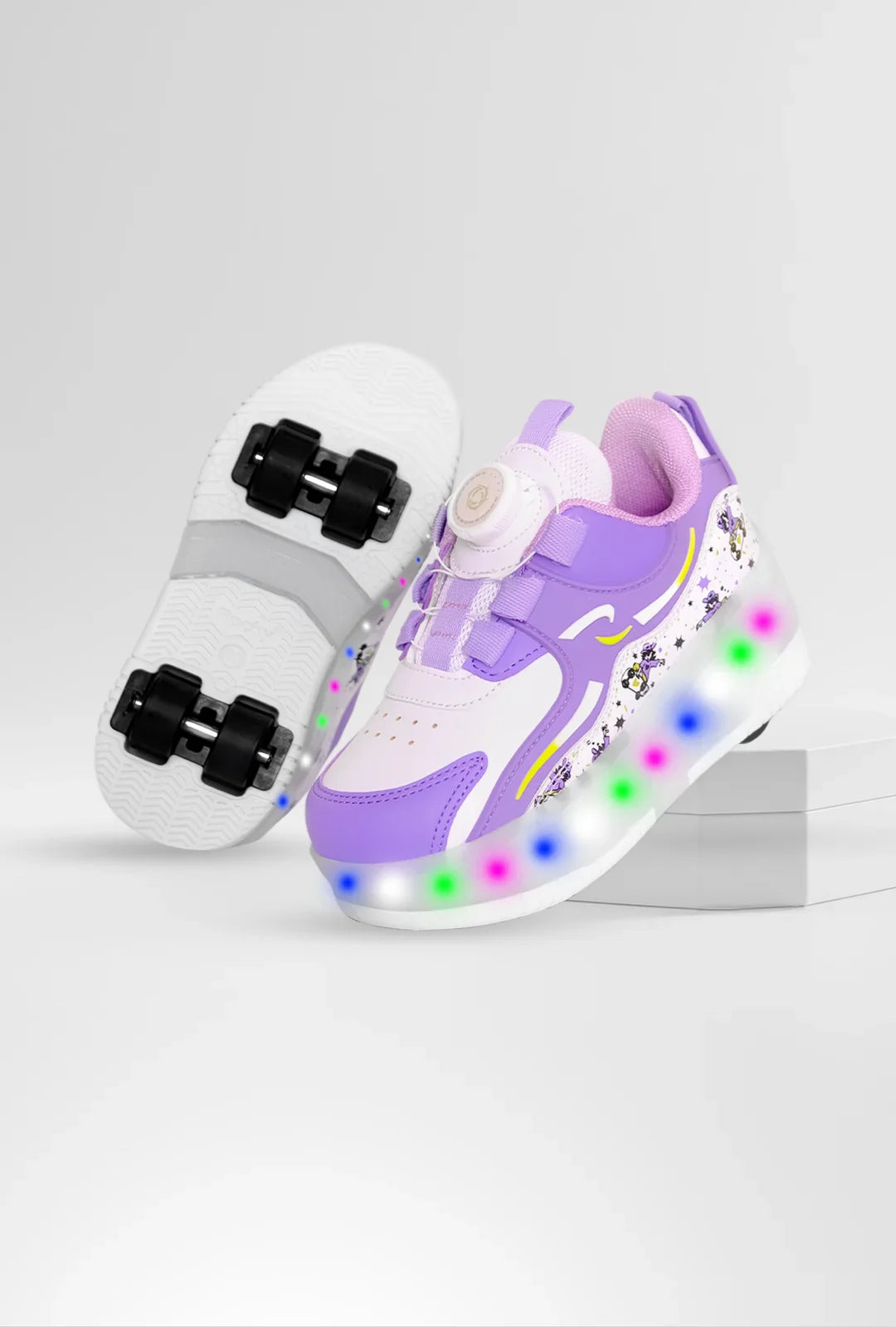 Kız Çocuk Patenli, Işıklı Rahat Mor Spor Ayakkabı&Sneaker | 4 Teker Kaykay Ayakkabı