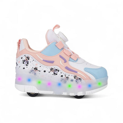 Kız Çocuk Patenli, Işıklı Rahat Mor Spor Ayakkabı&Sneaker | 4 Teker Kaykay Ayakkabı