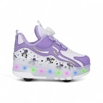 Kız Çocuk Patenli, Işıklı Rahat Mor Spor Ayakkabı&Sneaker | 4 Teker Kaykay Ayakkabı