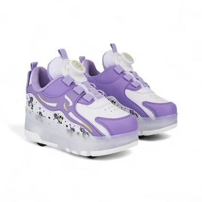 Kız Çocuk Patenli, Işıklı Rahat Mor Spor Ayakkabı&Sneaker | 4 Teker Kaykay Ayakkabı